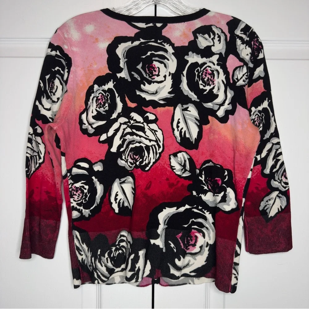 White House Black Market Floral Cardigan‎ Sweater Women’s Small Button Front - Picture 4 of 7